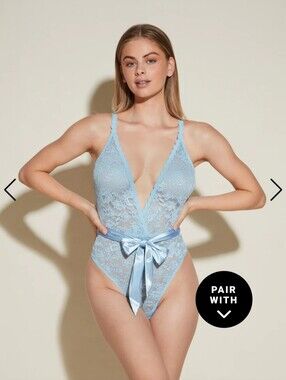 NWT Cosabella Never Say Never Tie Me Up Deep v bodysuit Sz M $170
